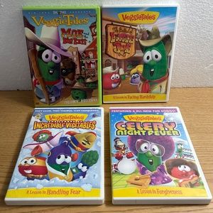 Veggie Tales DVD Movie Lot Celery Night Fever League of Incredible Vegetables ++